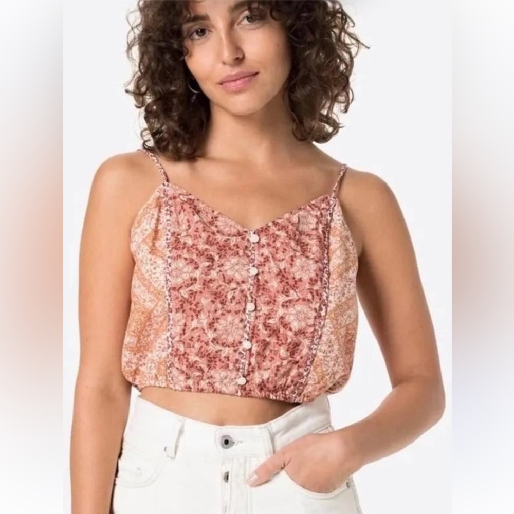 American Eagle Crop Top Floral Boho Quilted